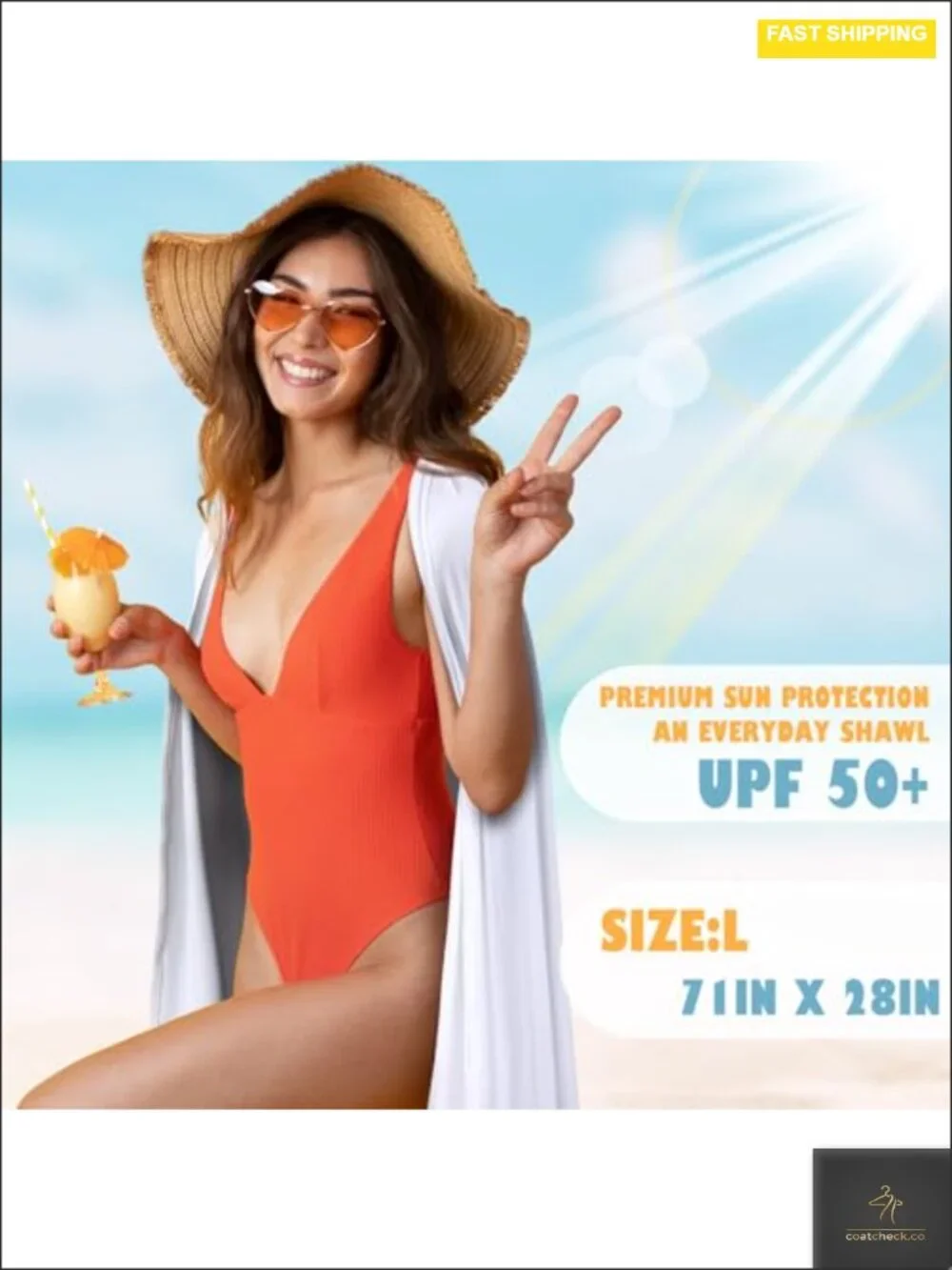UPF 50+ Sun Shawl Wrap Women Beach Travel Scarf 2 Pack Soft Stretchy